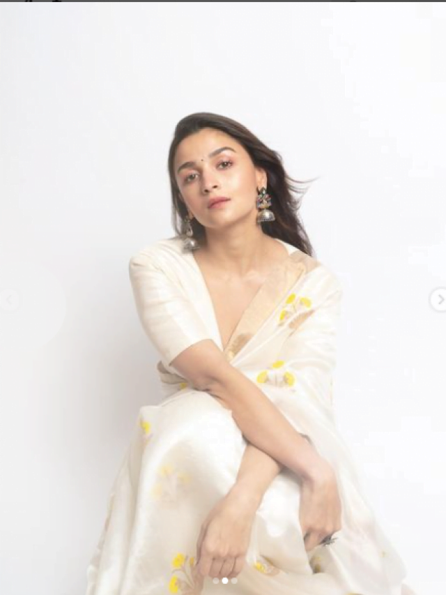 Alia Bhatt Stunning White Saree looks for Gangubai Kathiawadi Promotions