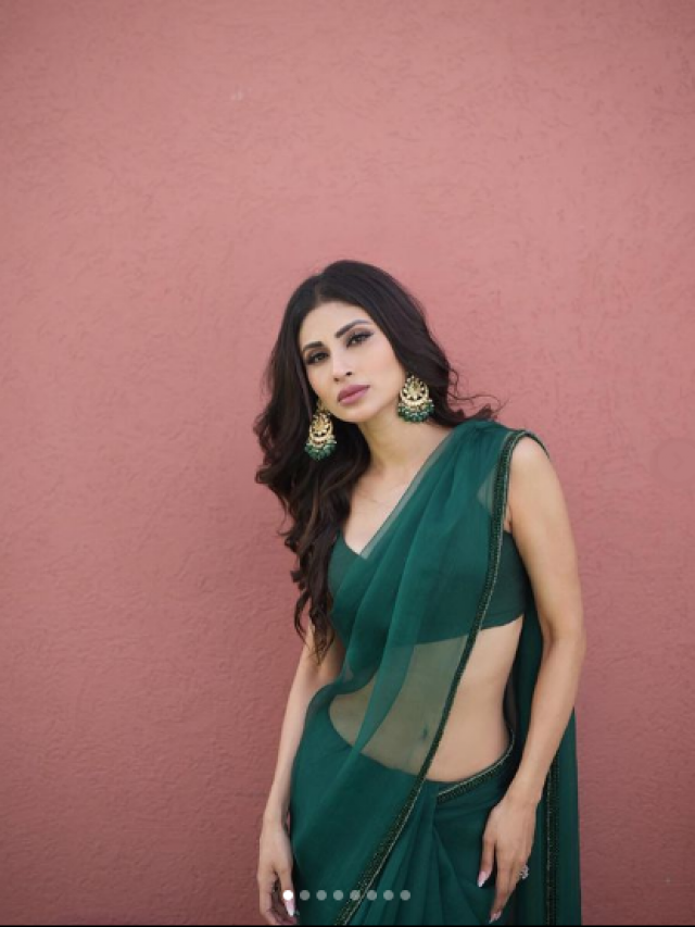 Ethnic looks of Brahmastra actress Mouni Roy flaunts her sexy curves in green saree