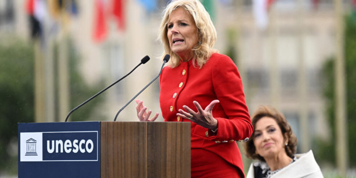 US first lady Jill Biden attends flag-raising ceremony at UNESCO in Paris