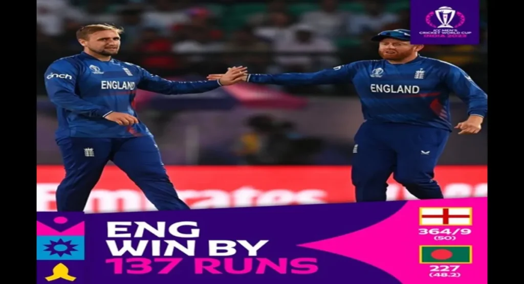 England Defeats Bangladesh by 137 Runs in Dharamsala