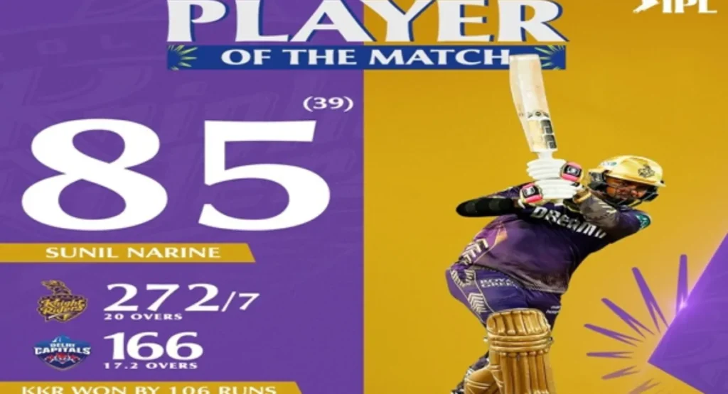 Kolkata Knight Riders Defeats Delhi Capitals By 106 Runs